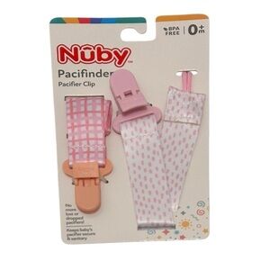 Nuby Pacifinder Pink and White Pasi Clip
